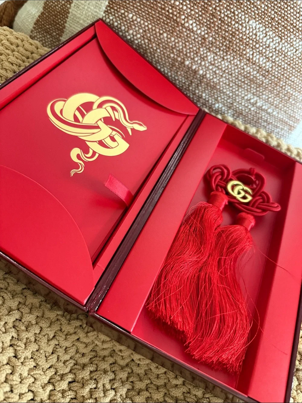 Gucci Red Double G Tassel Charm - NIB